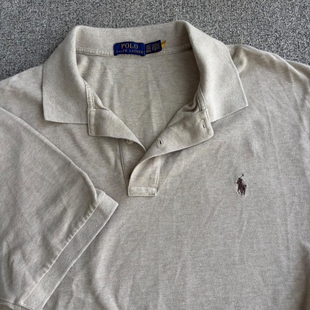 Polo Ralph Lauren Polo Shirt Mens 2XLT Pique Tan Short Sleeve Embroidered Logo